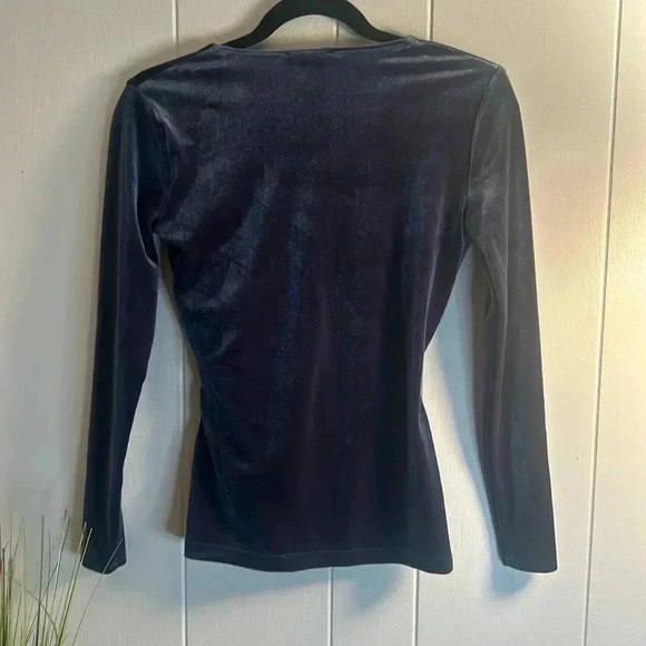 J. Crew Mercantile Slate Blue Velvet Faux Wrap Top size XXS - Picture 4 of 6